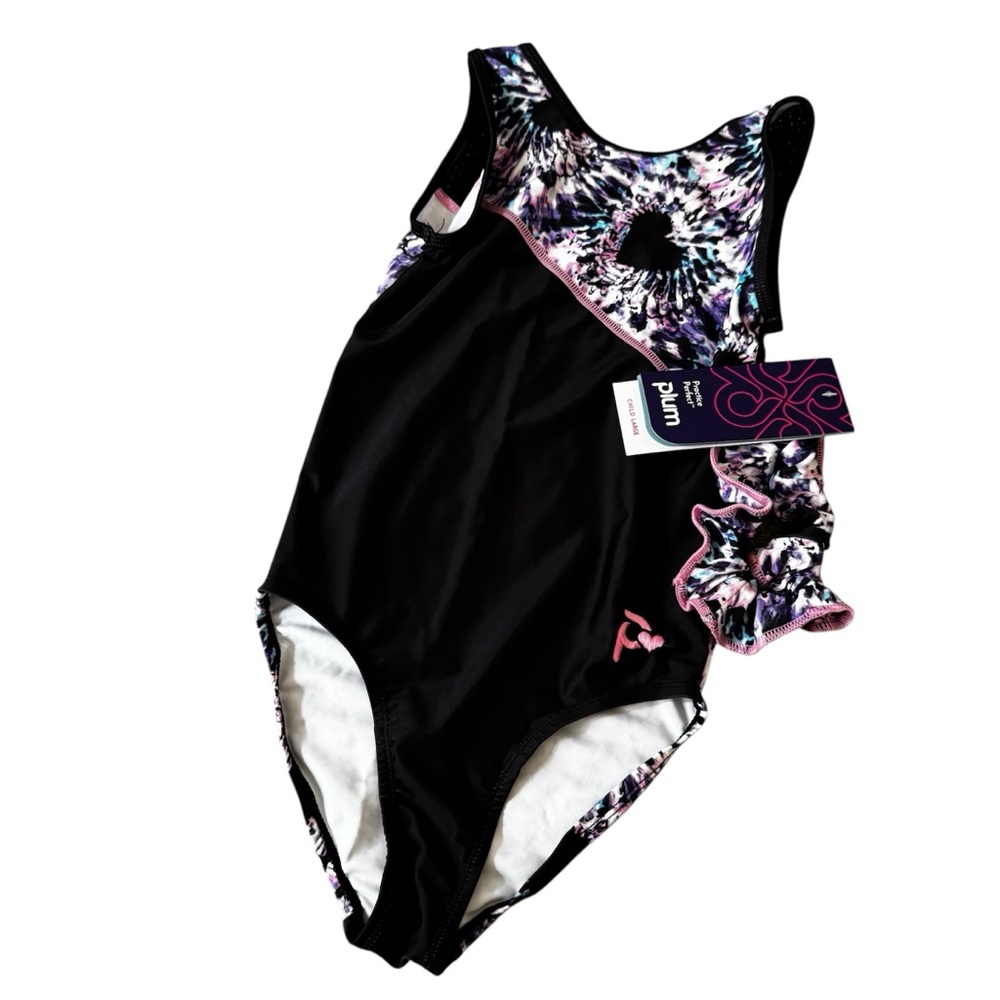 NWT Plum Gymnastics Leotard and Scrunchie, Child Large
